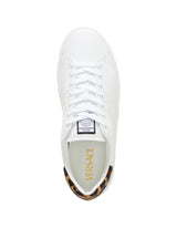 Versace White Leopard Trim Greca Sneakers