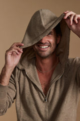 Zipper Lounge Hoodie - Brown