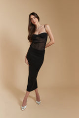 Ribbed Bottom Pencil Skirt - Nero