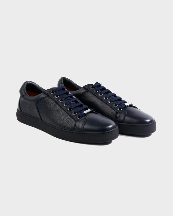 Navy Deerskin Leather Sneaker