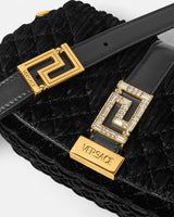 Greca Goddess Velvet Mini Bag in Black