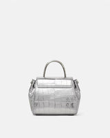 Croc-Effect La Medusa Small Handbag in Silver