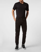 Grey Distressed Denim Jogging Trousers