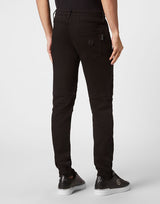 Grey Distressed Denim Jogging Trousers