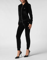 Black Velvet Jogging Tracksuit 3D Skull