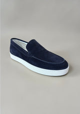 Allebasi Suede Sneaker Loafers in Navy