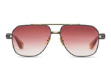 Kudru in Black Iron and Yellow Gold with Burgundy Lense