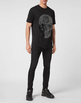 Black/Black T-shirt Round Neck SS Gothic Banner