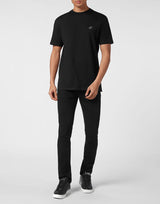 Black Round SS T-Shirt Crystals Skull&Bones