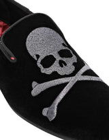 Skull Velvet Loafers