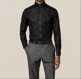 Black Twill Button Up Shirt Regular Cuff