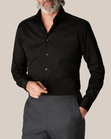 Black Contemporary Fit Button-Up Shirt