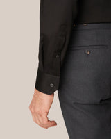 Black Contemporary Fit Button-Up Shirt