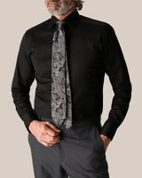 Black Contemporary Fit Button-Up Shirt