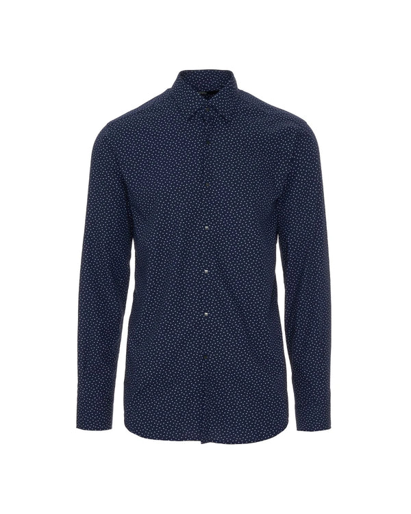 Navy Shirt with Circle Print