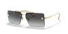 Frameless Rectangle Sunglasses with Medusa - Grey/Gold