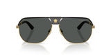 Medusa Bridge Aviator Sunglasses – Black and Gold with Grey Lenses