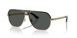 Medusa Bridge Aviator Sunglasses – Black and Gold with Grey Lenses