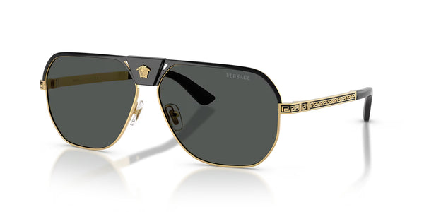 Versace Black & Gold Medusa Accent Aviator Sunglasses Medusa Roller Pilot Sunglasses Black | VERSACE US main image 2