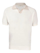 Knitted Cotton Polo in Ivory