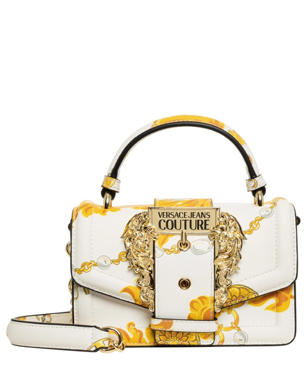 White and Gold Chain Couture Bag with Handle