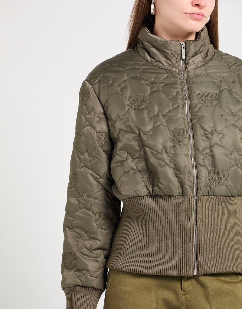 Khaki Cropped Puffer Jacket