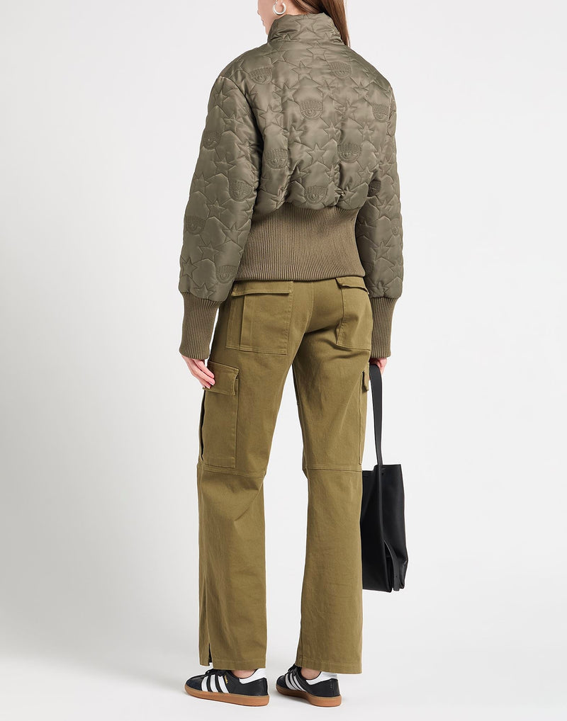 Khaki Cropped Puffer Jacket