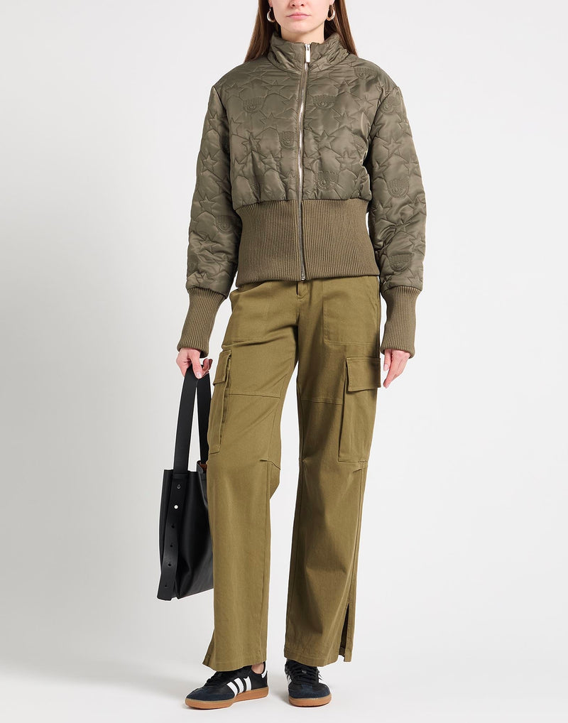 Khaki Cropped Puffer Jacket