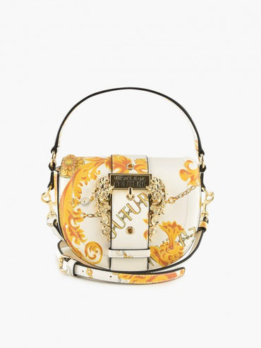 White and Gold Chain Couture Shoulder Bag