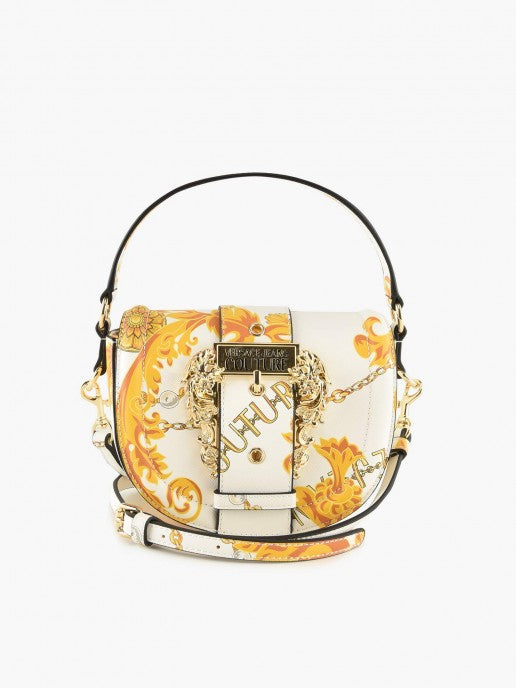 White and Gold Chain Couture Shoulder Bag