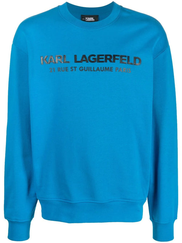 Blue Leather Logo Sweatshirt