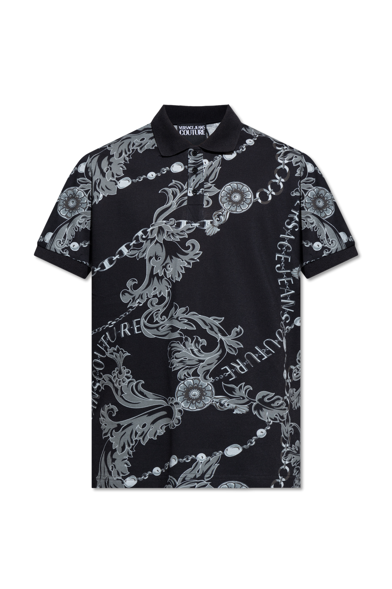 Black Chain Couture Print Polo