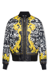 Couture Bomber Jacket in Black/White/Gold