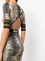 Printed Midi Open Back Dress