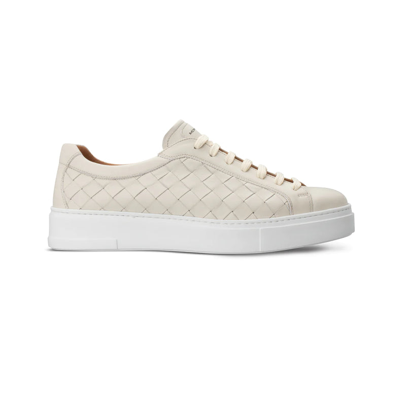 White Woven Leather Sneaker