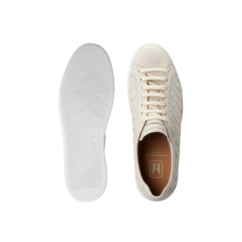 White Woven Leather Sneaker