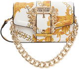 White and Gold Chain Couture Bag with Chain Detail