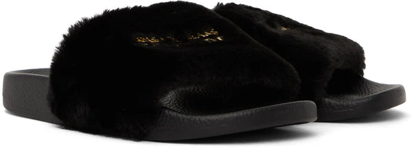 Women’s Black Couture Fuzzy Slides