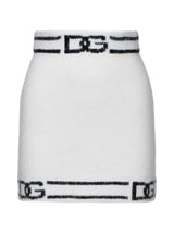White Wool Skirt with Black Detail