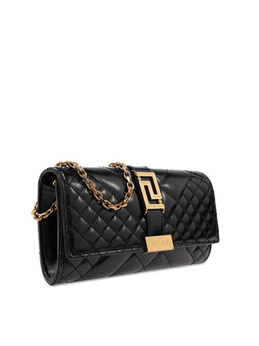 Black Greca Goddess Leather Bag
