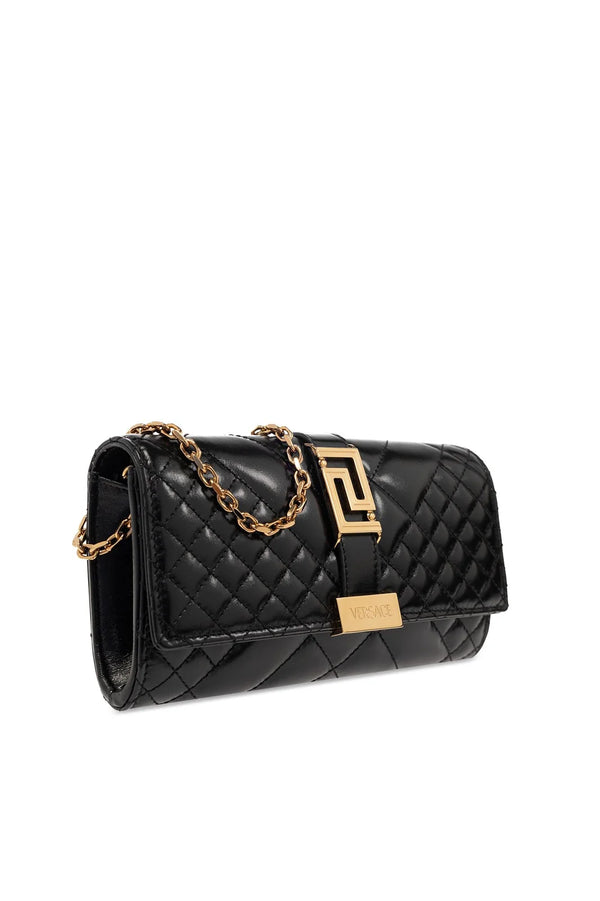 Black Greca Goddess Leather Bag