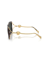 Square Havana Sunglasses with Gold Medusa