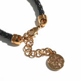 Medusa Braided Leather Bracelet with Gold Hardware