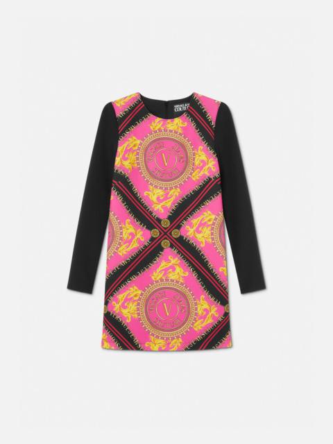 Pink/Black Chain Couture Long-Sleeve Mini Dress