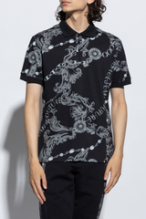 Black Chain Couture Print Polo