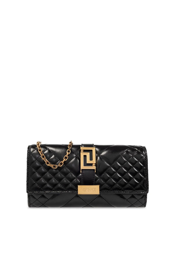 Black Greca Goddess Leather Bag