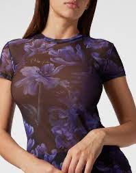 T-shirt Round Neck Sexy Pure Fit Flowers