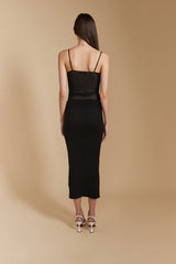 Ribbed Bottom Pencil Skirt - Nero