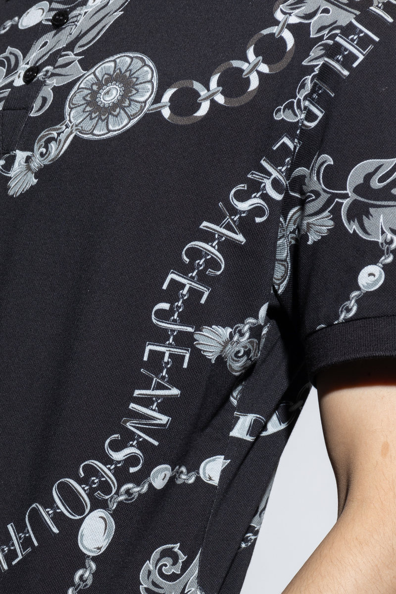 Black Chain Couture Print Polo