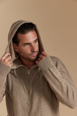 Zipper Lounge Hoodie - Brown